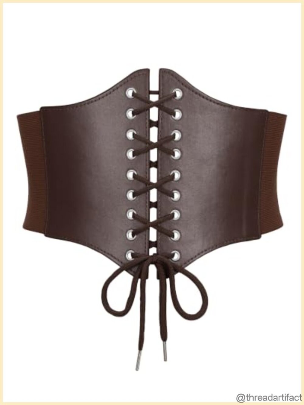 Women's Faux Leather Corset Belt Elastic Lace Up Waist Waspie for Costume